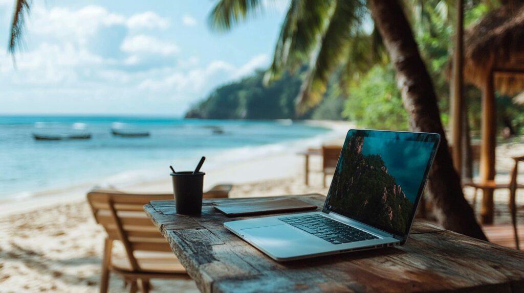 Laptop am Strand